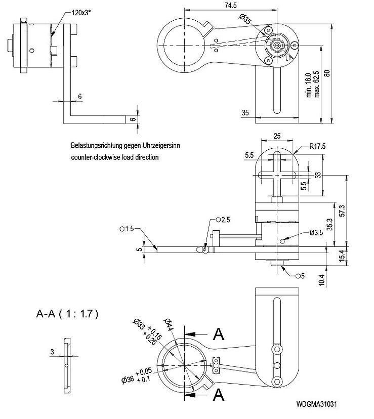 WDGMA31031 Belastungsrichtung gegen Uhrzeigersinn Load direction counter clockwise WDGMA31031 Belastungsrichtung gegen Uhrzeigersinn Load direction counter clockwise