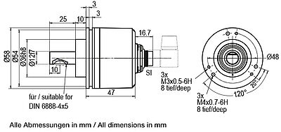 Zeichnung Drehgeber drawing encoder WDGI58D SI magn.