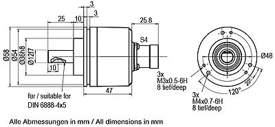 Zeichnung Drehgeber drawing encoder WDGI58D S4 magn.