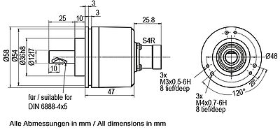 Zeichnung Drehgeber drawing encoder WDGI58D S4R magn.