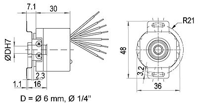 Zeichnung Drehgeber Drawing encoder WDGA36E K6
