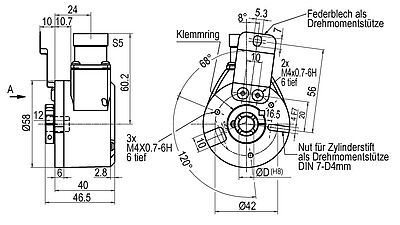Zeichnung Drehgeber drawing encoder WDGI 58E S5 magn.